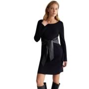 Gebreide jurk met riem Liu Jo , Black , Dames