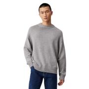 Heren Katoen Wol Ronde Hals Sweater Calvin Klein Jeans , Gray , Heren