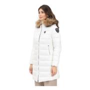 Witte gewatteerde jas met bont capuchon Blauer , White , Dames