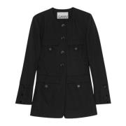 Twill Suiting Blazer Ganni , Black , Dames