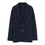 Luxe Wol Gebreide Blazer Roberto Collina , Blue , Heren