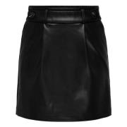 Bina Nep Leer Rok Only , Black , Dames