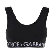 Zwarte Logo Band Top Gemaakt in Italië Dolce & Gabbana , Black , Dames