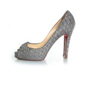 Pre-owned Leather heels Christian Louboutin Pre-owned , Gray , Dames