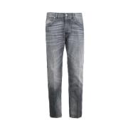 Slim Fit Grijze Jeans met Metalen Logo Dondup , Gray , Heren