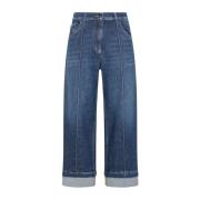 Enkel Jeans met Voorzoom en Omgeslagen Zoom Seventy , Blue , Dames