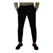 Luxe Zwarte Corduroy Skinny Broek Dolce & Gabbana , Black , Heren