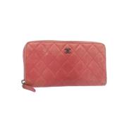 Pre-owned Leather wallets Chanel Vintage , Pink , Dames