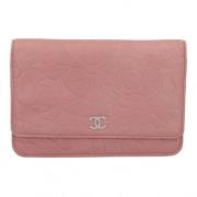 Pre-owned Leather wallets Chanel Vintage , Pink , Dames