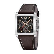 Klassiek Leren Heren Quartz Horloge Festina , Gray , Heren