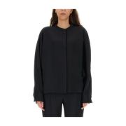 Viscose blend shirt met knoopsluiting Jil Sander , Black , Dames