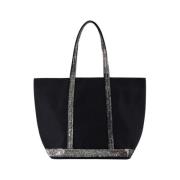 Zwarte Katoenen Shopper Tas met Pailletten Vanessa Bruno , Black , Dam...