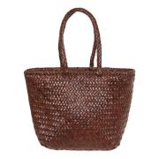 Bruine Leren Shopper Tas Dragon Diffusion , Brown , Dames