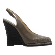 Verstelbare Band Leren Plateau Sandalen Bottega Veneta , Gray , Dames