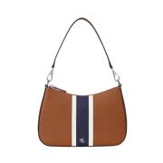 Middelgrote leren gestreepte tas Ralph Lauren , Brown , Dames