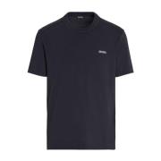 Blauw Katoen Logo Geborduurd T-shirt Ermenegildo Zegna , Blue , Heren