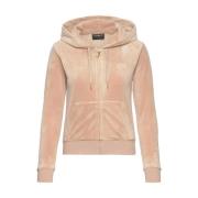 Bruine Velours Hoodie met Gotisch Detail Juicy Couture , Brown , Dames