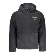 Sportieve Hoodie Zwart Geborduurde Rits Napapijri , Black , Heren