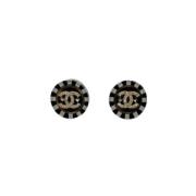 Pre-owned Metal earrings Chanel Vintage , Black , Dames