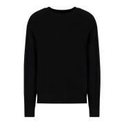 Zwarte Organische Geribbelde Crewneck Sweater Armani Exchange , Black ...