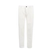 Witte Corduroy Broek met Zakken Incotex , White , Heren