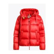 Korte rode donsjack met capuchon Parajumpers , Red , Dames