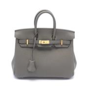 Pre-owned Leather handbags Hermès Vintage , Gray , Dames