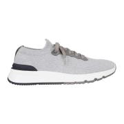 Grijze Gebreide Sneakers Lichtgewicht Trendy Stijl Brunello Cucinelli ...