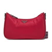 Nylon Adelaar Plaque Rits Schoudertas Emporio Armani , Red , Dames