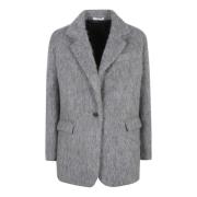 Grijze Wollen Blend Alpaca Mohair Jas Boglioli , Gray , Dames