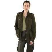 Fluweel khaki leren safari jas La Canadienne , Green , Dames