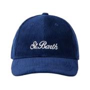 Fluwelen Baseballpet met Strass Logo Saint Barth , Blue , Unisex