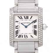 Pre-owned Stainless Steel watches Cartier Vintage , White , Dames