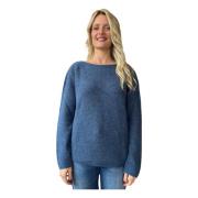 Honeycomb Crewneck Sweaters Gran Sasso , Blue , Dames