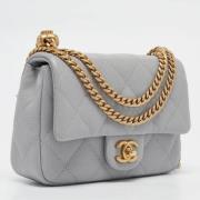 Pre-owned Leather chanel-bags Chanel Vintage , Gray , Dames