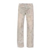 Blauwe Denim Distressed Straight Leg Broek Diesel , Blue , Dames