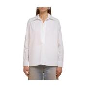 Katoenen Diepe V-Hals Blouse Liviana Conti , White , Dames