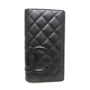 Pre-owned Leather wallets Chanel Vintage , Black , Dames