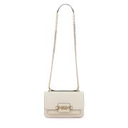 Omkeerbare leren schoudertas met metalen logoklep Michael Kors , White...