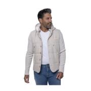 Beige Hooded Wollen Blouson Jas Gran Sasso , Beige , Heren