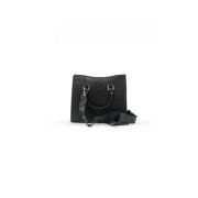 Zwarte en Gouden PVC Handtas Flat Wood M_24 Marc Ellis , Black , Dames