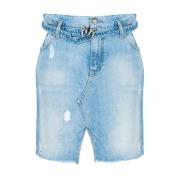 Denim Mini Rok met Logogesp Pinko , Blue , Dames