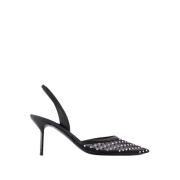 Zwarte Slingback Pumps met Mesh Paris Texas , Black , Dames