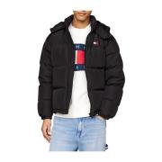 Zwarte Pufferjas Alaska Stijl Tommy Jeans , Black , Heren