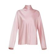 Zijden Satijnen Hoge Hals Kimono Blouse Forte Forte , Pink , Dames