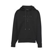 Geëtst Logo Zwarte Hoody Stijlvol Prada , Black , Heren