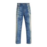 Indigo Blauw Distressed Katoenen Broek Diesel , Blue , Heren