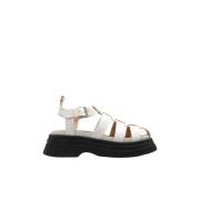 Leren platformsandalen Ganni , Beige , Dames