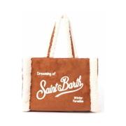 Zachte Shearling Tote Tas Bruin MC2 Saint Barth , Beige , Dames