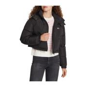 Zwarte Cropped Puffer Alaska Jas Tommy Jeans , Black , Dames